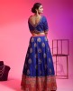 Royal Blue Raw Silk Lehenga Choli With Hand Work