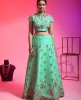 Green Colour Raw Silk Lehenga Choli With Hand Work