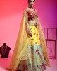 Yellow &  Mint Green Lehenga Choli Set With Hand Work