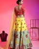 Yellow &  Mint Green Lehenga Choli Set With Hand Work
