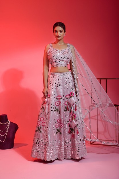 Lavender Color Lehenga Choli With Hand Work