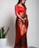 Art Banarasi Silk Saree in Black & Red combination