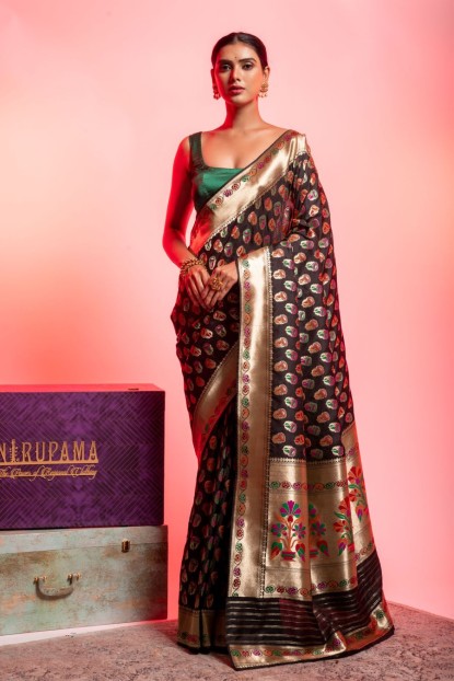 Art Banarasi Saree in Black color