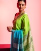 Mysori Crepe Saree in Green & Aqua Blue color