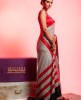 Printed Silk Saree in White & Red color