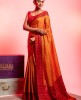 Printed Silk saree in Light Orange color