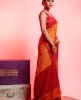 Printed Silk saree in Light Orange color