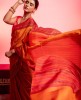 Printed Silk saree in Light Orange color