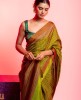 Printed Silk Saree in Light Parrot