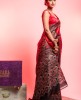 Printed Silk Saree in Red & Black combination
