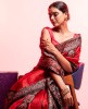 Printed Silk Saree in Red & Black combination