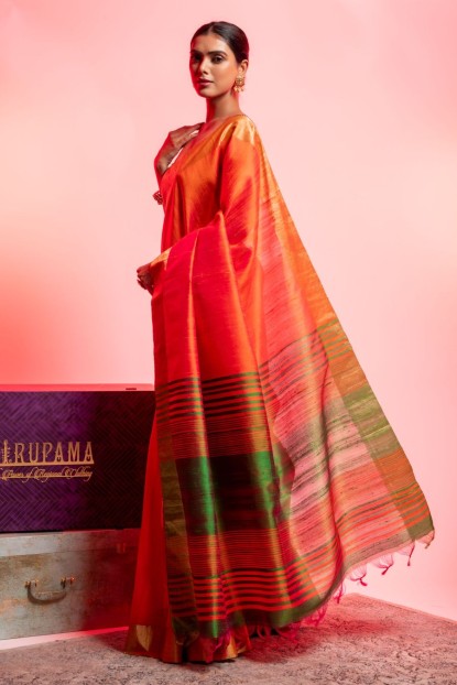 Dhupian Silk Saree in Orange color