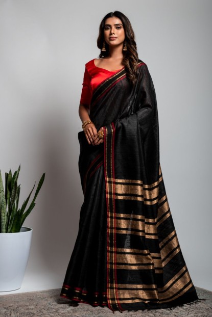 Dhupian Silk Saree in Black color