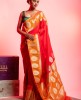 Dola Silk Saree in Yellow & Red combination
