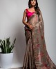 Cotton Silk Saree in Dark Grey color