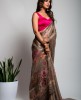 Cotton Silk Saree in Dark Grey color