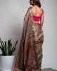 Cotton Silk Saree in Dark Grey color