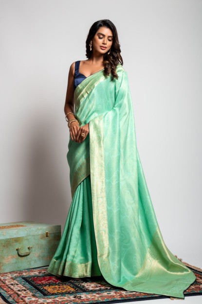 Dola Silk Saree in Sea Green color