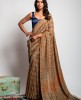 Brown saree in Cotton Mal fabric