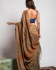 Brown saree in Cotton Mal fabric