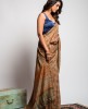 Brown saree in Cotton Mal fabric