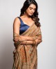 Brown saree in Cotton Mal fabric