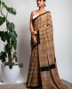Mal Cotton Saree in Beige and Black color