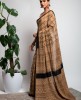 Mal Cotton Saree in Beige and Black color