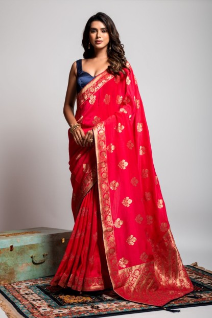 Dola Silk Saree in Red color