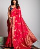 Dola Silk Saree in Carrot Pink color