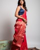 Dola Silk Saree in Carrot Pink color