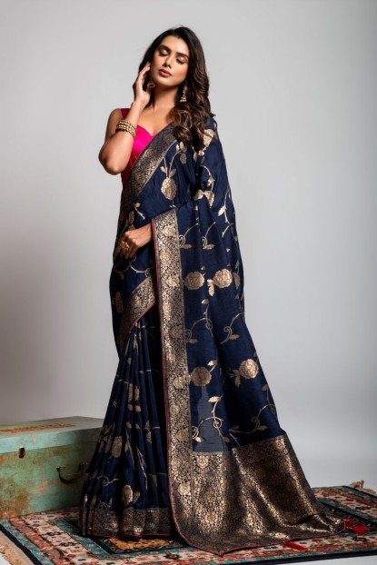 Dola Silk Saree in Blue color