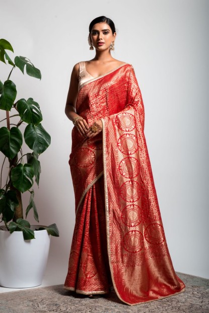 Dola Silk Saree in Red color