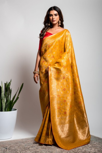 Dola Silk Saree in Light Orange color