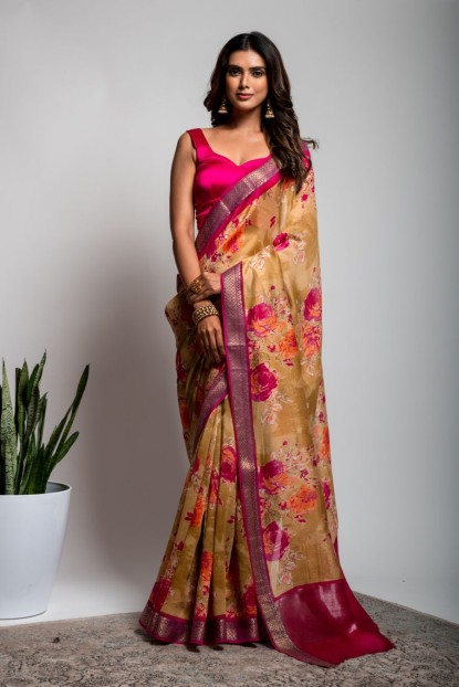 Cotton Saree in Light Green color