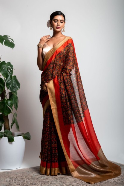 Cotton Silk Saree in Black color