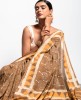 Mal Cotton Saree in Light Brown color