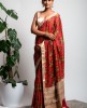 Cotton Silk Saree in Tomato Red color