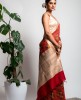 Cotton Silk Saree in Tomato Red color