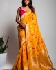 Dola Silk Saree in Mustard Yellow color