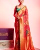 Art Banarasi Saree in Red Orange color