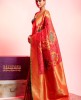 Art Banarasi Saree in Red Orange color