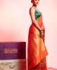 Art Banarasi Saree in Red Orange color