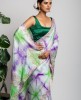 Satin Dola Silk saree in Tie & Dye Aqua color