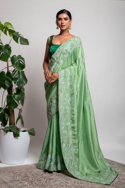 Dola Silk Saree in Green color