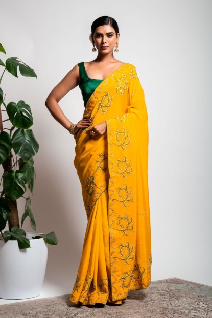 Dola Silk Saree in Yellow color