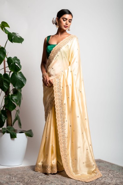 Dola Silk Saree in Light Lemon color