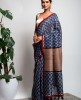 Cotton Saree with Kolkatti Print in Blue color