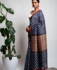 Cotton Saree with Kolkatti Print in Blue color