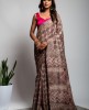 Tassar Silk Saree with Batik Print in Light Purple color